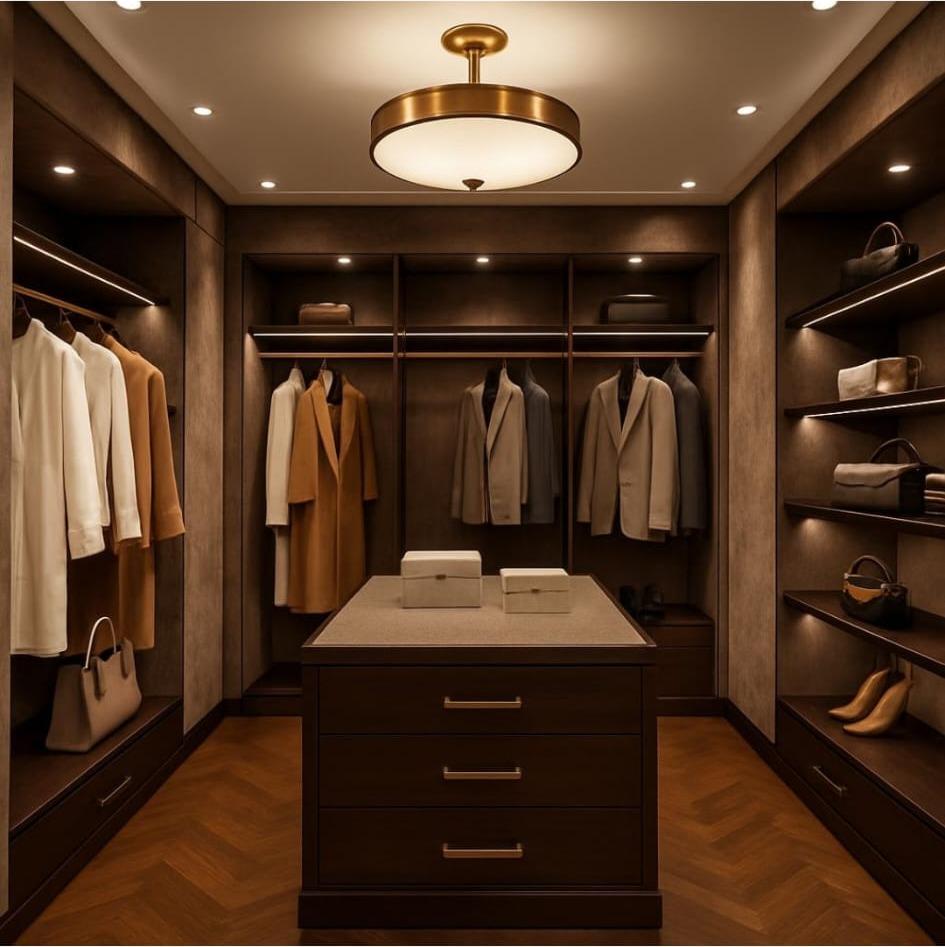 Walnut walk-in dressing room