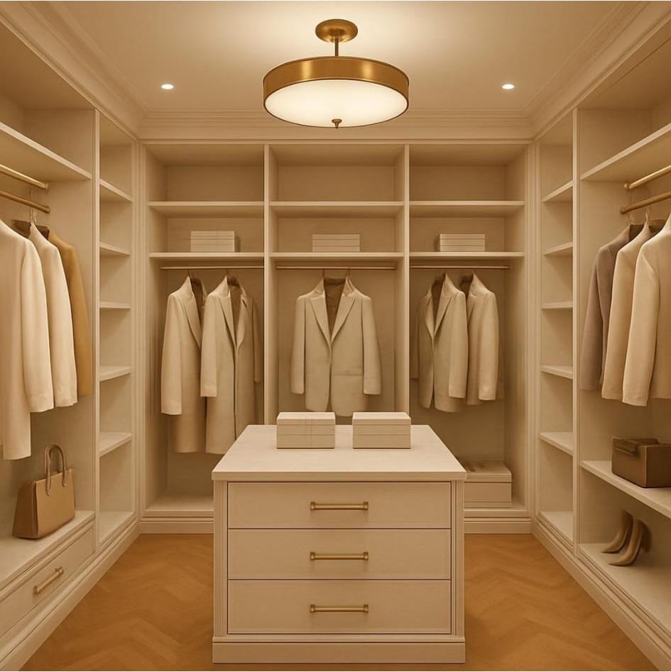 Light oak walk-in with island