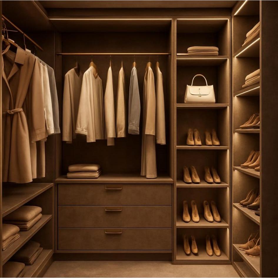Oak walk-in wardrobe