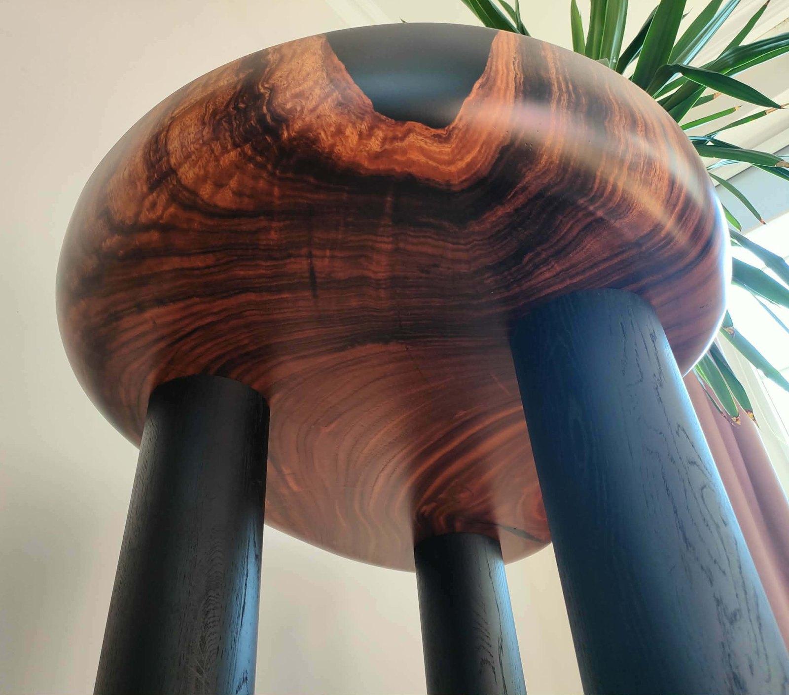 Sculptural live-edge walnut coffee table handmade in the ZAKLAD workshop
